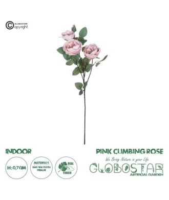 GloboStar® Artificial Garden PINK CLIMBING ROSE BRANCH 21184 Τεχνητό Διακοσμητικό Κλαδί Τριαντάφυλλο Ροζ Y70cm
